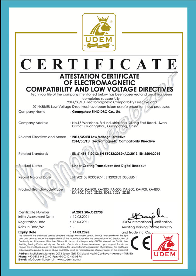 SINO CE certificate 1