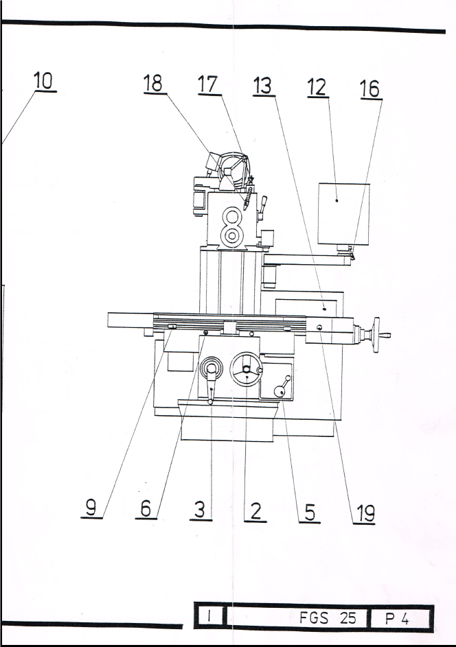نقش های مکانیکی فرز TOS FGS 25